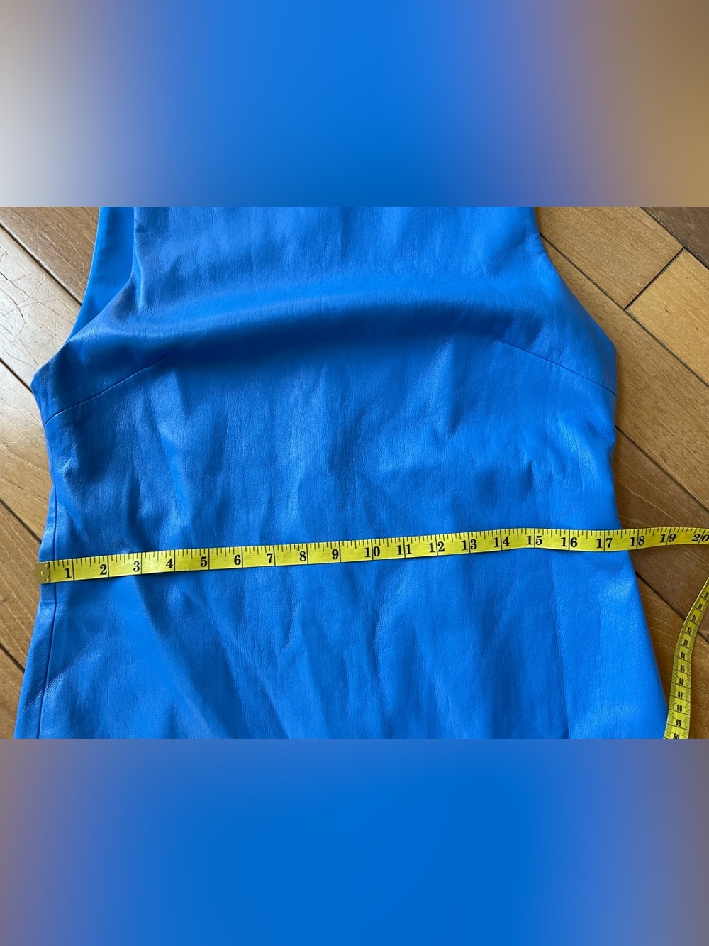 Alice + Olivia Coley Palace Blue Vegan Leather Shift Dress Size 12 Edgy - Picture 11 of 13